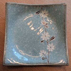 Floral Ceramic Plate - Blue